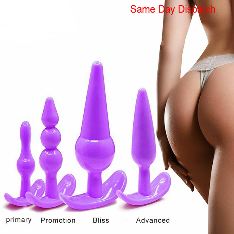 4-Piece Waterproof Anales Trainer Set Pleasure Plug Toy for Women Men Anal Plug Stick Hoʻomaka Hoʻomaʻamaʻa Kit Nui Nui Anales Beads Advanced Toys, TPE PLUGS SET (2)