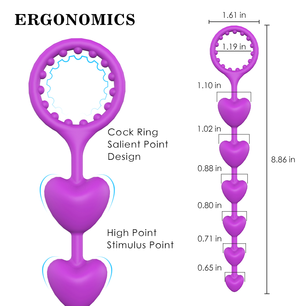 6 comptes de cor de silicona amb cadena d'estirament Butt Plug Pati del darrere Novetat sexy Vagina Anal Adult Flirting Sex Toy per a dones homes (5)