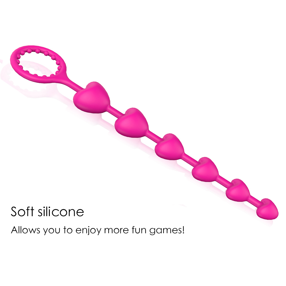 6 နှလုံးပုတီးစေ့ Silicone Pull Chain Butt Plug အိမ်နောက်ဖေး Sexy Novelties Vagina Anal Adult Flirting Sex Toy For Women Men (6)