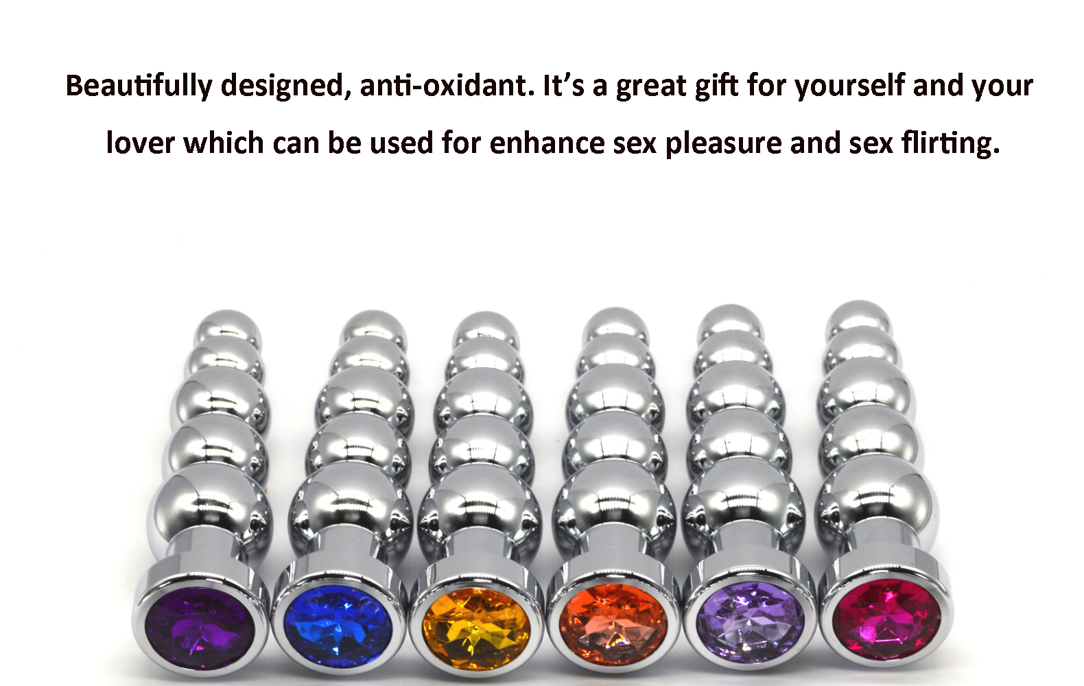 Anal Beads, Colorful Jewelry Metal Butt Plug Anal Trainer Toys with 5 Graduated Balls Fetish Kinky Sex Love Tools for Couple Lover (1)