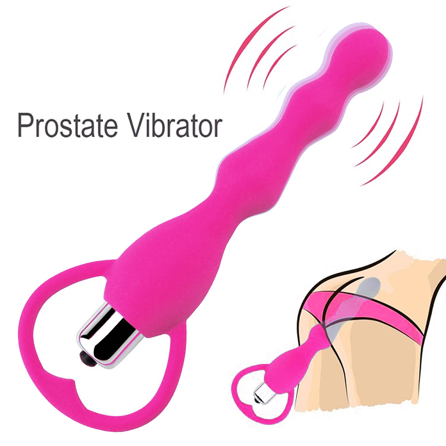 Bendable Silicone Vibrating Anal Beads Butt Plug Vibe Cov khoom ua si poj niam txiv neej (2)