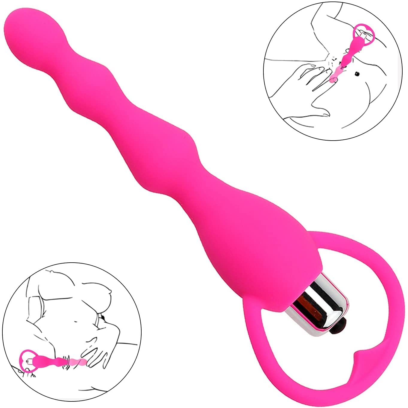 Bendable Silicone Vibration Anal Beads Butt Plug Vibe Jwèt Sèks pou Gason Fi (3)