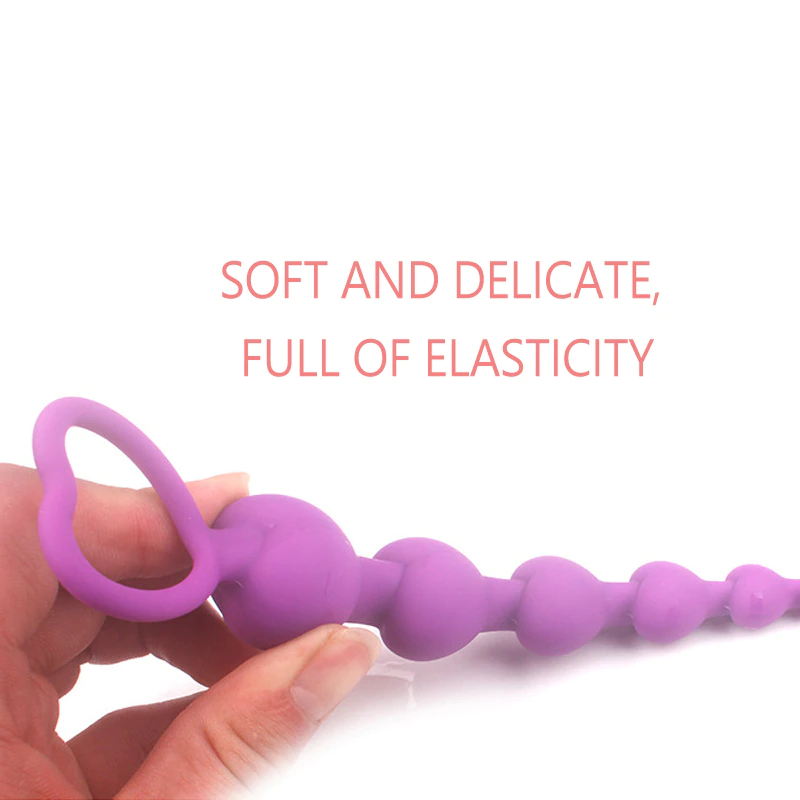 LoveI Anal Sex Toy Beads Butt Plug Massatge de pròstata en forma de cor amb mànec d'anell d'extracció segura Bossa de transport suau Punt G unisex (1)