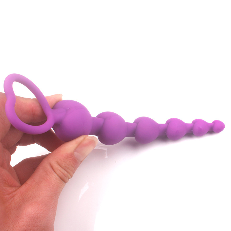 LoveI Anal Sex Toy Beads Butt Plug Massatge de pròstata en forma de cor amb mànec d'anell de tirada segur Bossa de transport suau Punt G unisex (4)