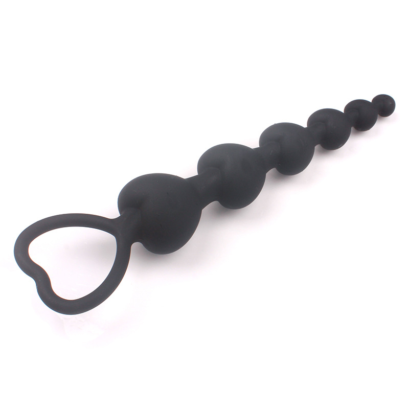 LoveI Anal Mainan Seks Manik-manik Butt Plug Berbentuk Jantung Prostat Massager dengan Aman Tarik Ring Handle Lembut Tas Unisex G Spot (5)