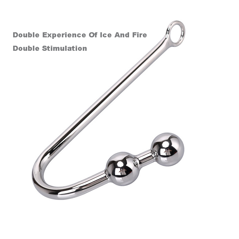 Logam Anal Hook Bola Cincin Prostat Pijat Stainless Steel Butt Plug Seks Pria (2)