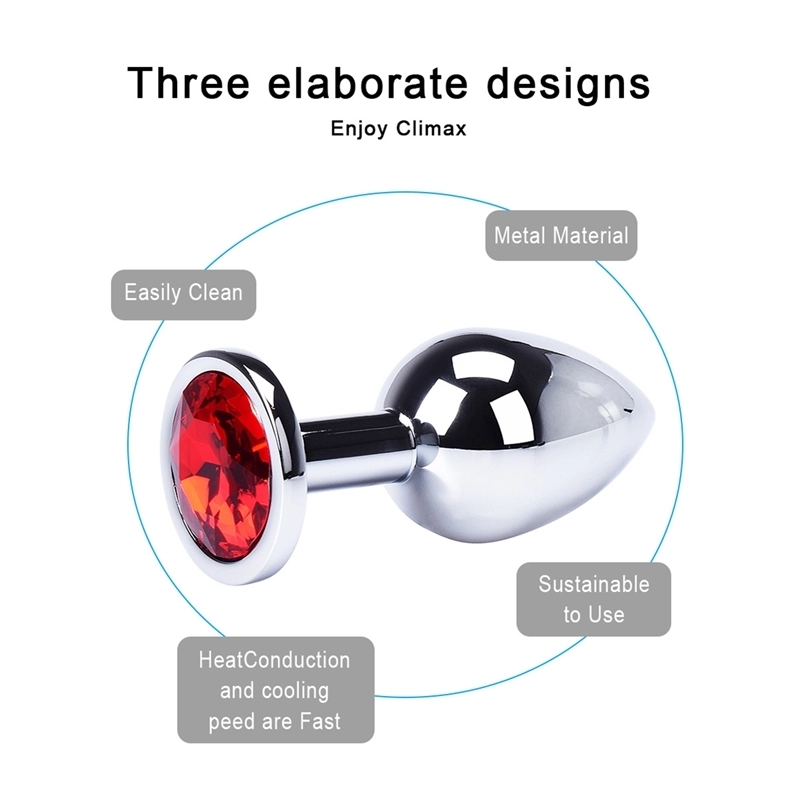 스테인레스 스틸 3개 세트 애널 비즈 크리스탈 주얼리 애널 엉덩이 플러그 마사지(4)
