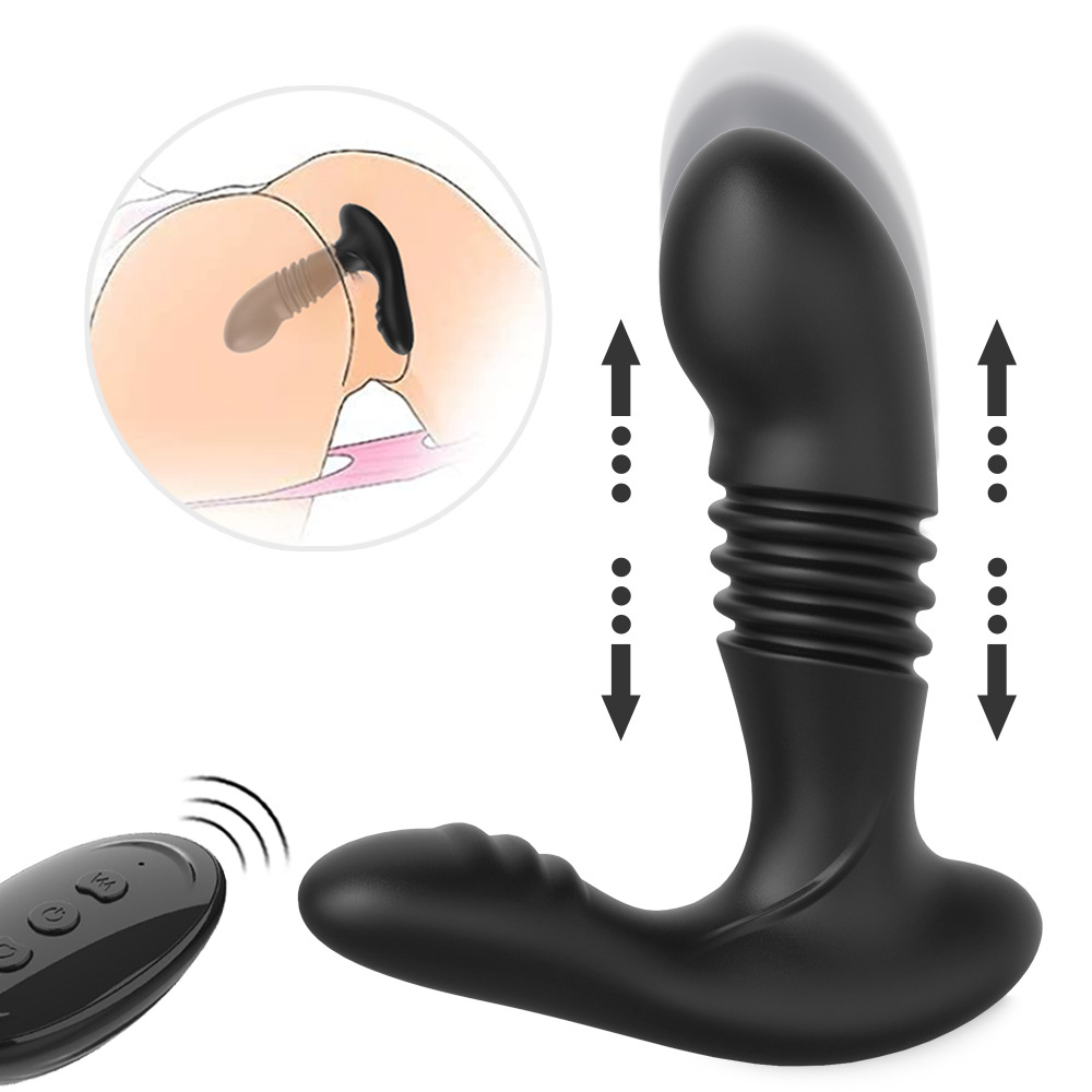 Thrusting Anal Vibrator - Vibrating Anal Plug Prostate Massager, Remote Control Anal Plug Toys dengan 12 Pola Stimulasi Ganda, Butt Plug Anal Sex Toys untuk Pria, Mainan Seks untuk Wanita (1)