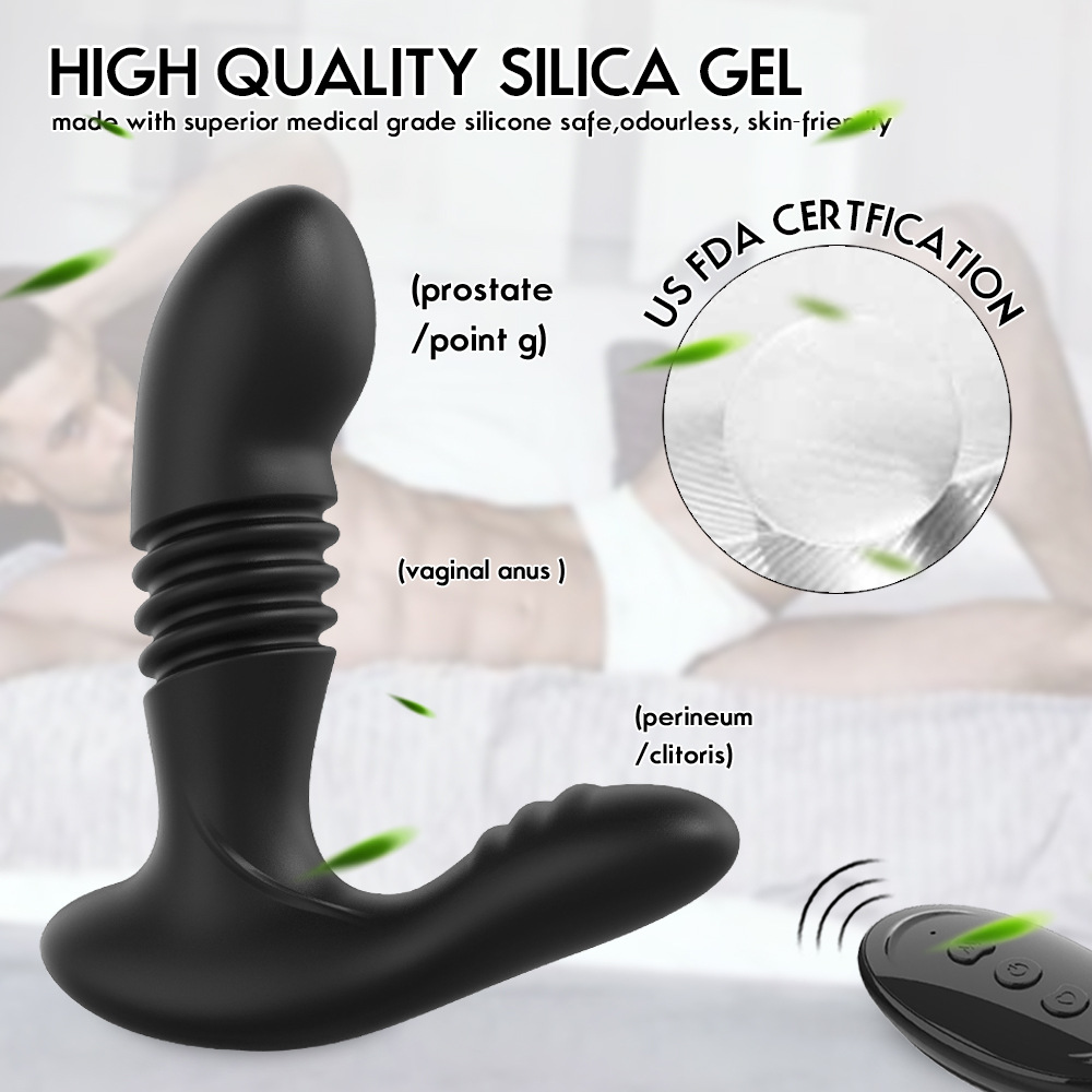 Thrusting Anal Vibrator - Vibrating Anal Plug Prostate Massager, Remote Control Anal Plug Toys with 12 Patterns Dual Stimulation, Butt Plug Anal Sex Toys for Men, Sex Toys for Women (5)