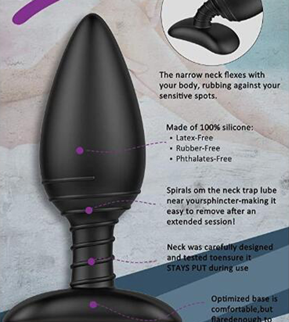 Vibrating Butt Plug, Silicone Rechargeable Anal Vibrator with Remote Control 6 Vibration Mekhoa e sa keneleng Metsi Libapali tsa Thobalano tsa Anal tsa Banna, Basali le Banyalani (3)