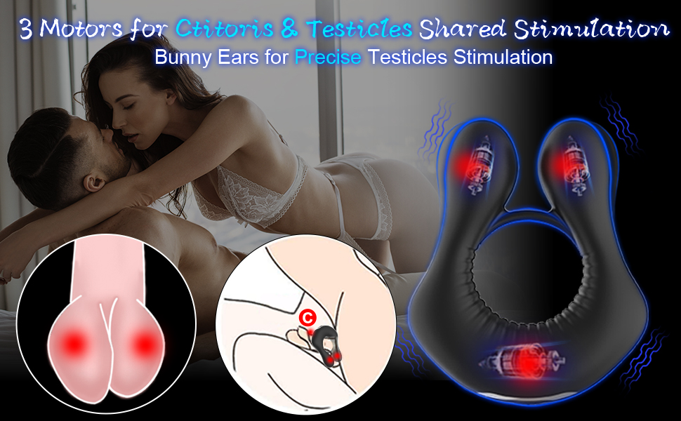 Ferewa Penis Rings Vibrator with 3 Motors for Clitoris & Testicles Stimulation Pleasure for Longer Harder Stronger Erection (10)