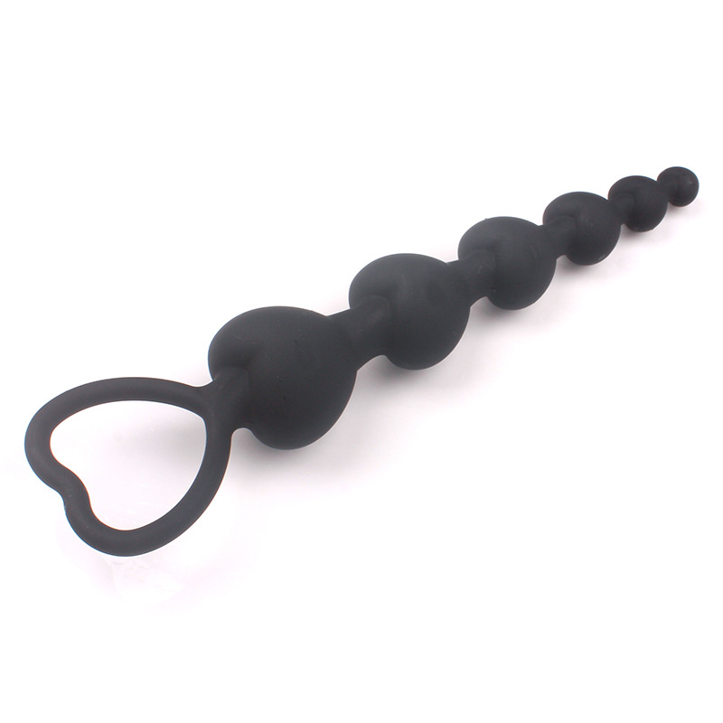 LoveI Anal Sex Toy Beads Butt Plug Heart Shaped Prostate Massager with Safe Pull Ring Handle Soft Carry Bag Unisex G Spot (5)